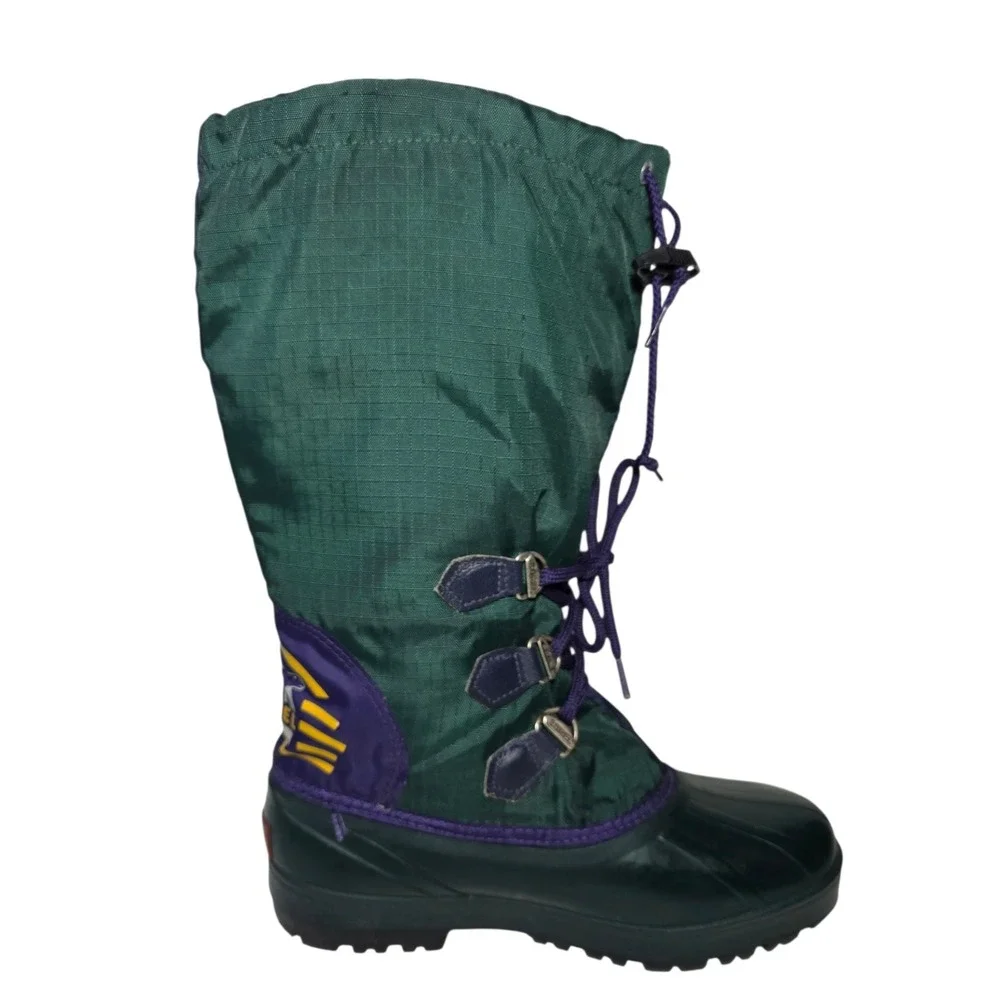Sorel‎ Winter Snow Boots Mens 6 Green Purple Made In Canada Felt Lined
